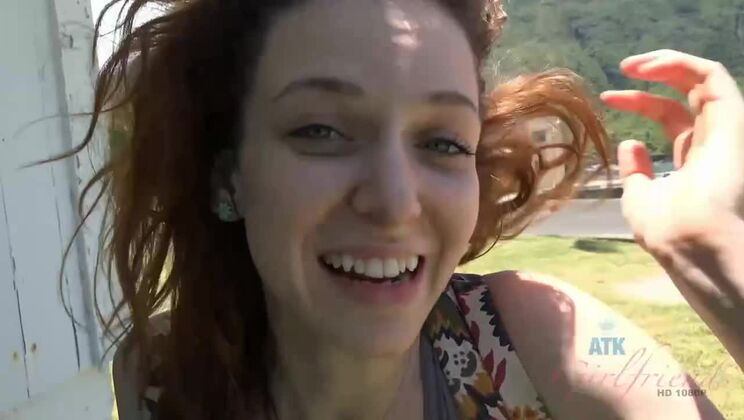 Emma Evins Enjoys A Big Cock Handjob Outside