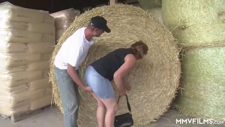Granny Blonde Fucked by Naughty Farmer Outside