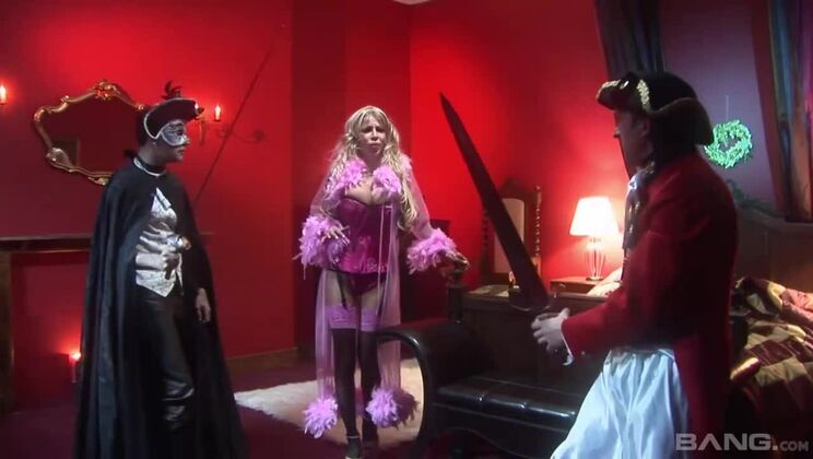 Stocking-clad Melanie and George Take on a Big Cocked Lover