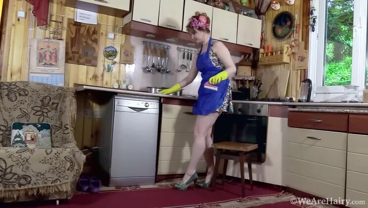 Redhead Bazhena's Hairy Pussy Play