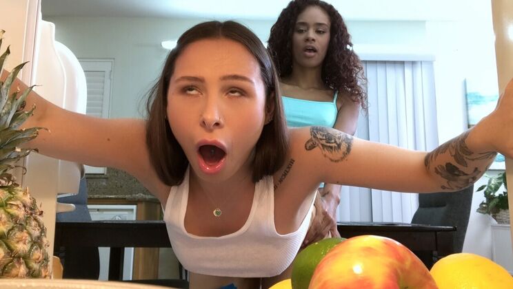 Latina Lesbians Play with Strap-On