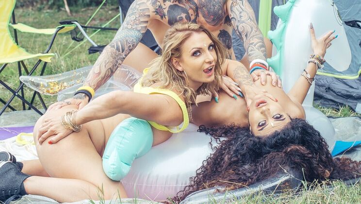 Triple Pleasure at Fake Festival 2—Interracial and Pussy Licking