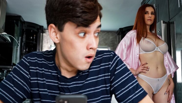 Redhead Stepmom Busts Stepson