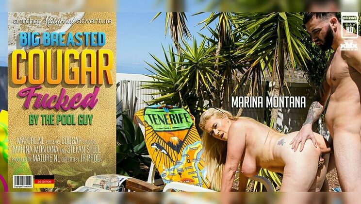 Marina Montana Gets Cum on Her Tits at the Pool