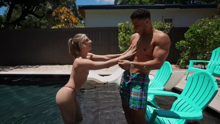 Poolside Blowjob and Cowgirl Fuck