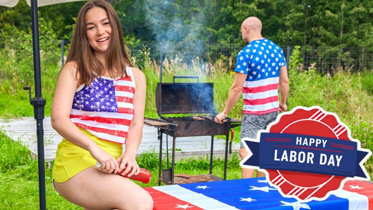 Brunette with Natural Tits Gets Outdoor Cumshot