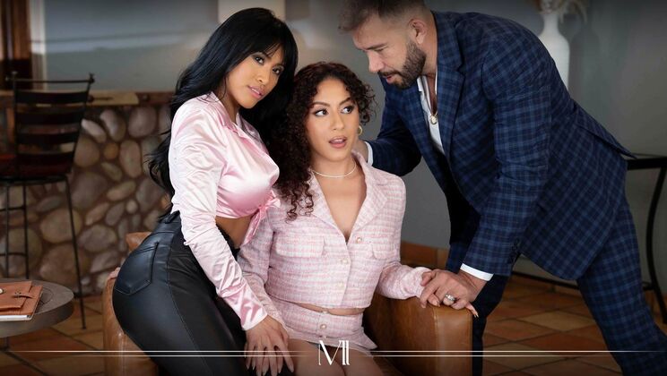 Threesome Frenzy: Kissing and Cum