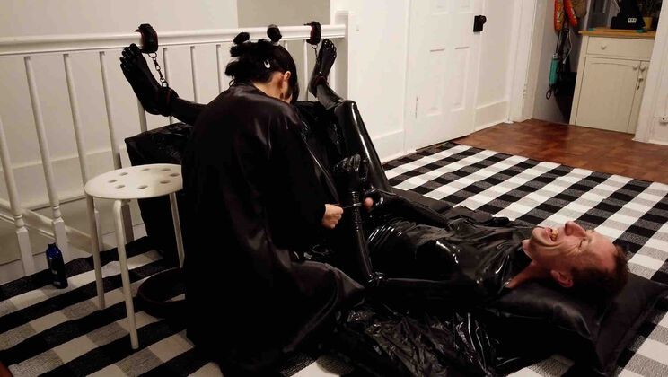 Lee & Rei Latex Restraints Laughing and Teasing
