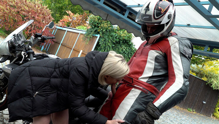 Hot Blowjob From A Blonde Biker Chick